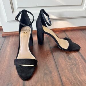Vince Camuto Elegant Black Ankle Strap Heels